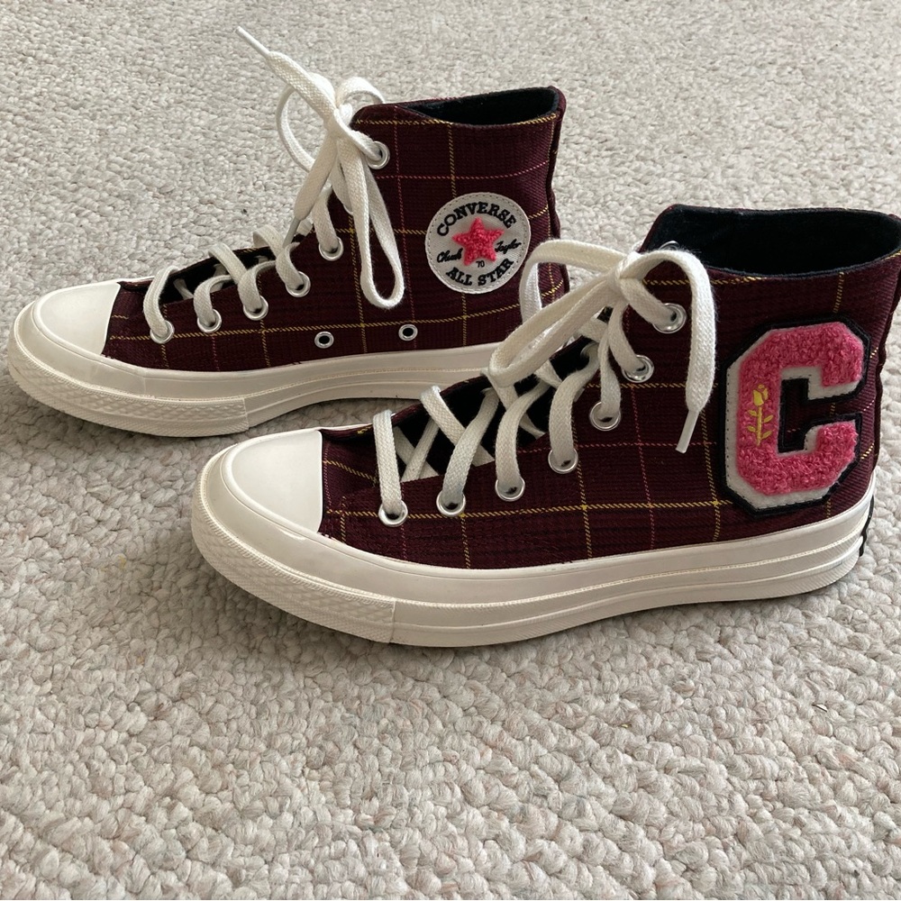 High-top plaid converse sneakers